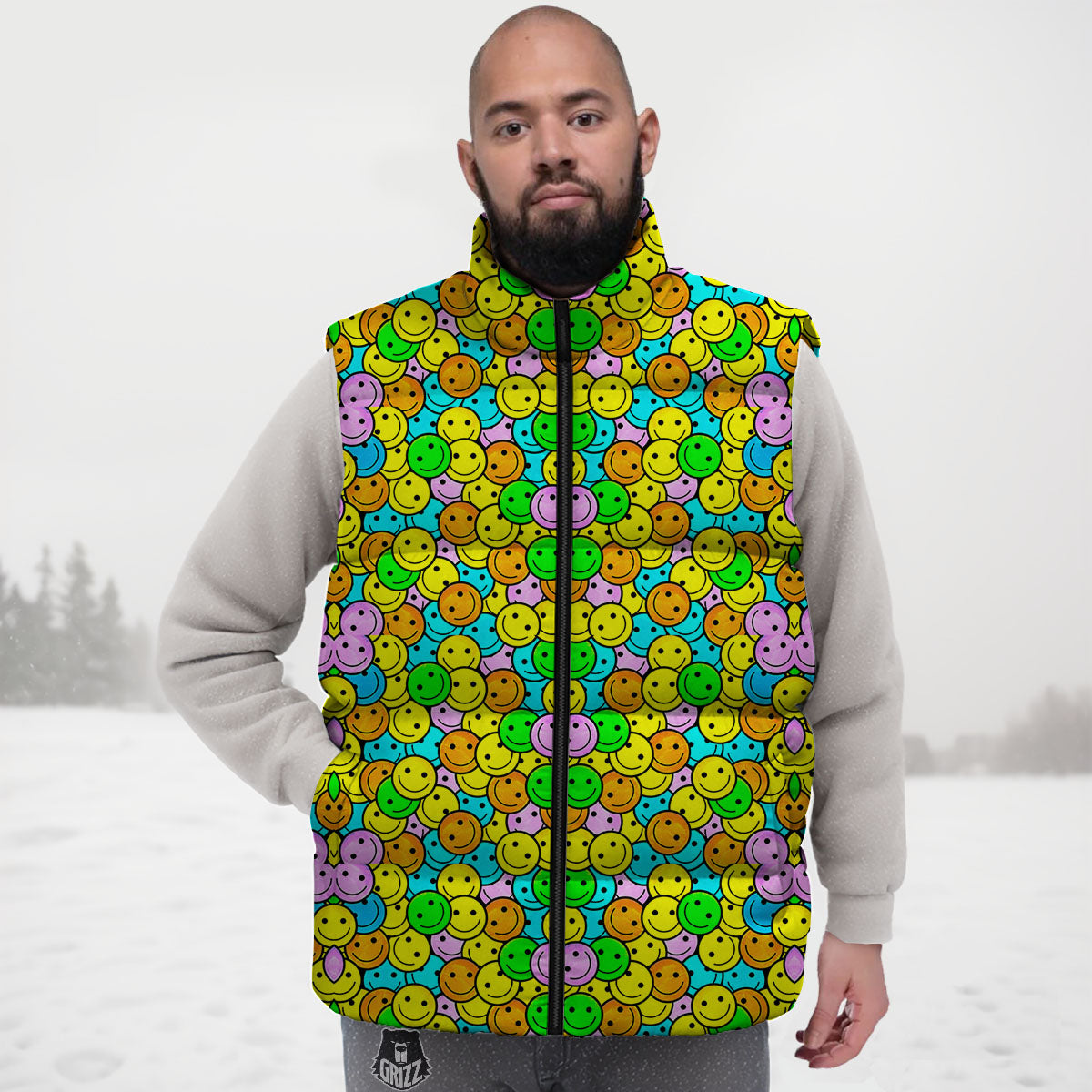 Emoji Colorful Print Pattern Down Vest