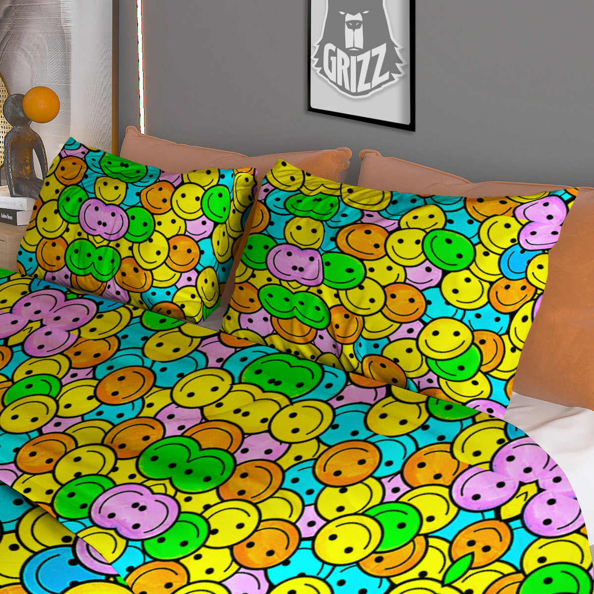 Floral Geometric Print Duvet Cover Bedding Set