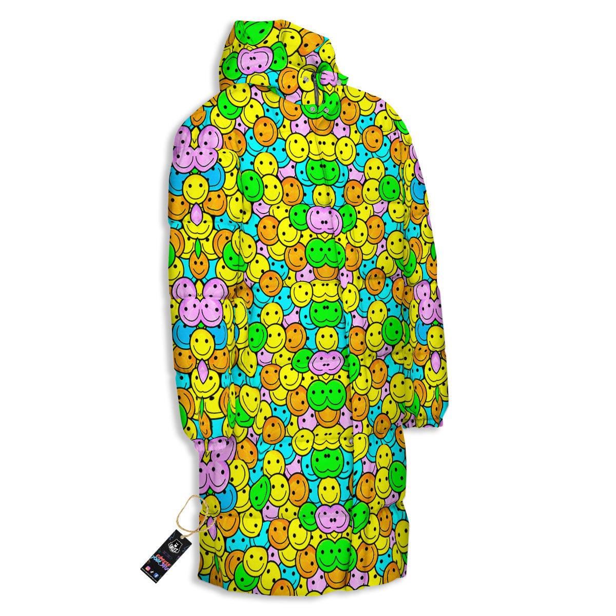 Emoji Colorful Print Pattern Long Down Jacket-grizzshop