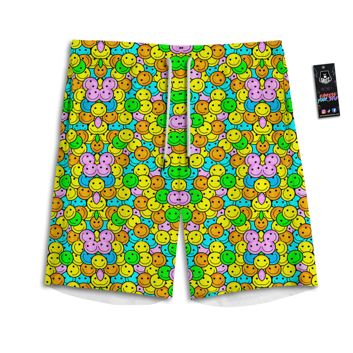 Emoji Colorful Print Pattern Men's Athletic Shorts