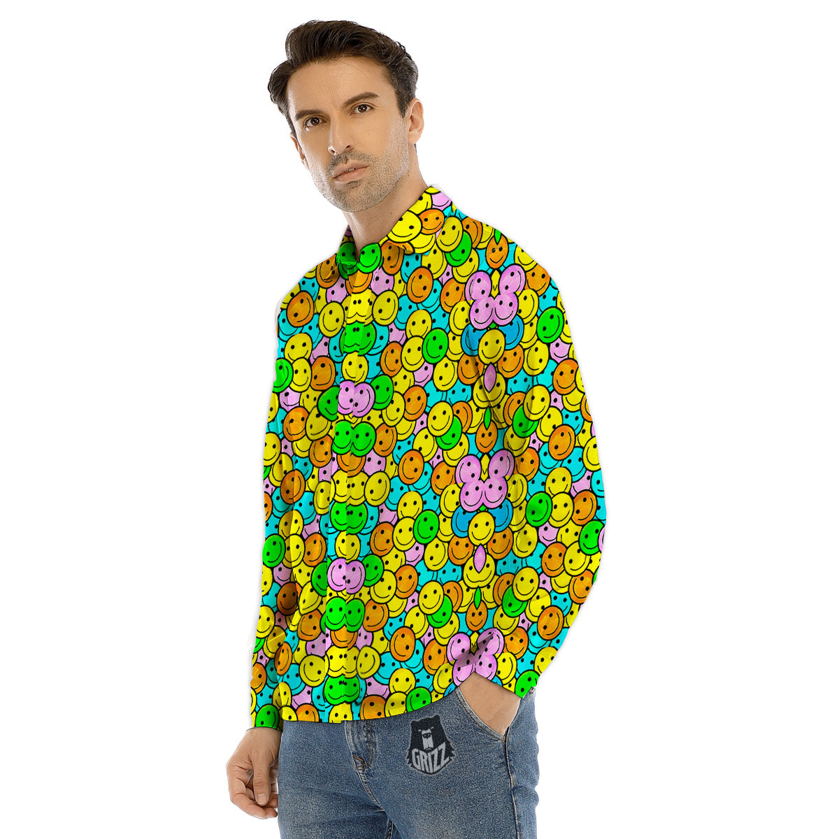 Emoji Colorful Print Pattern Men's Dress Shirts-grizzshop