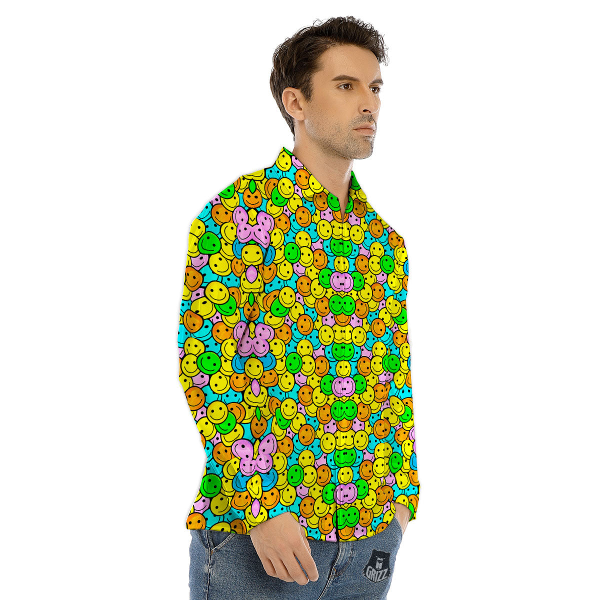 Emoji Colorful Print Pattern Men's Dress Shirts-grizzshop