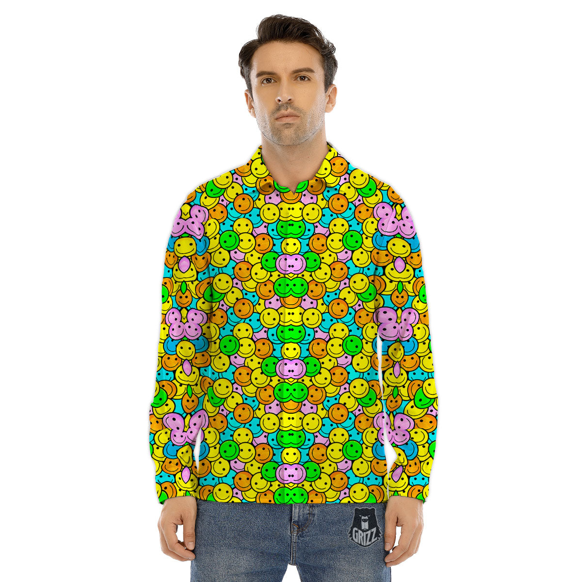 Emoji Colorful Print Pattern Men's Dress Shirts-grizzshop