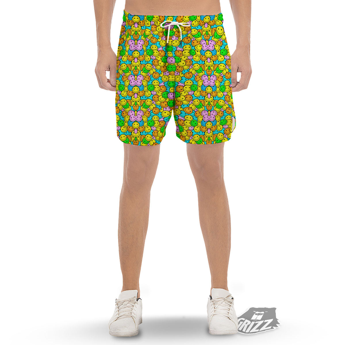 Emoji Colorful Print Pattern Men's Gym Shorts-grizzshop