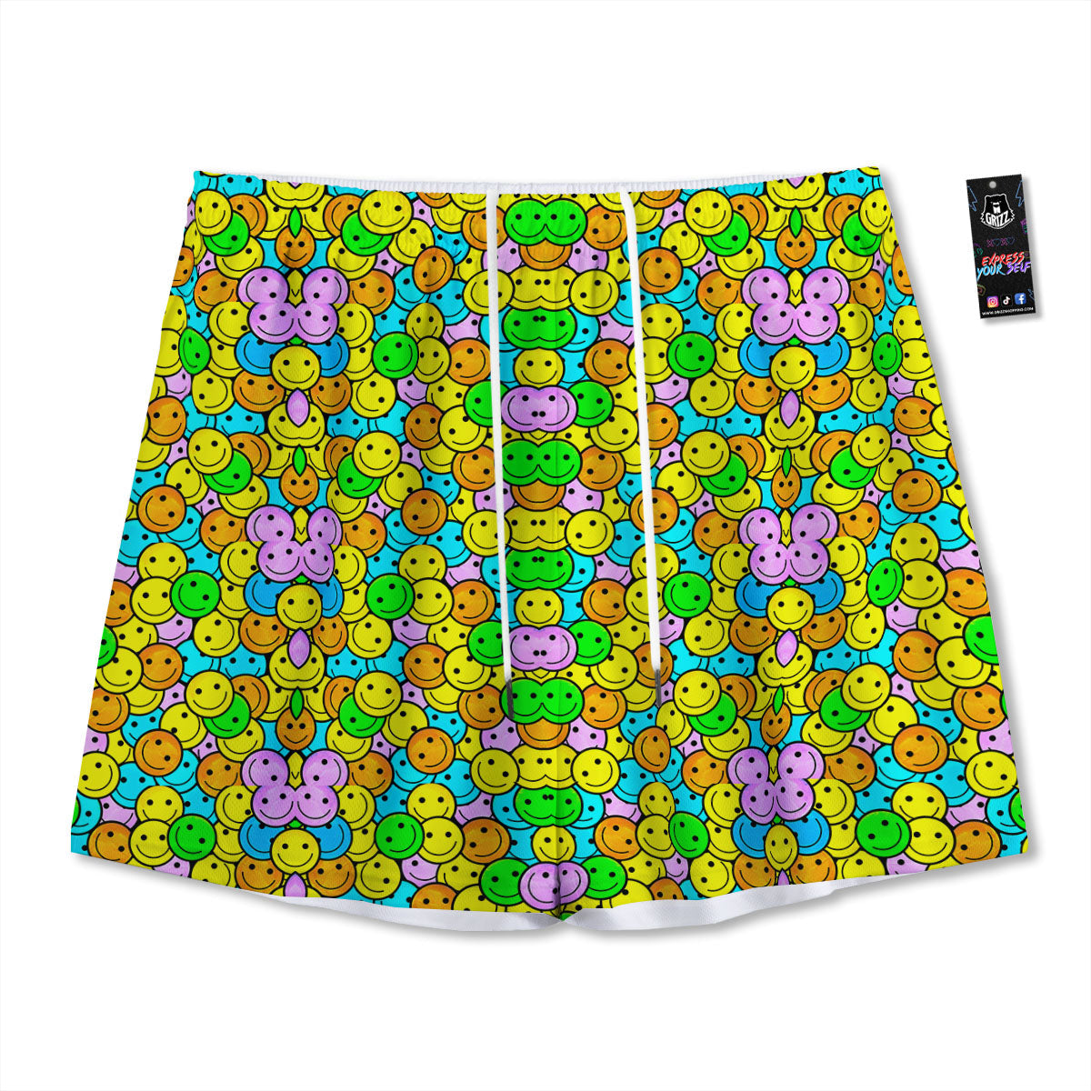 Floral Geometric Print Mesh Shorts