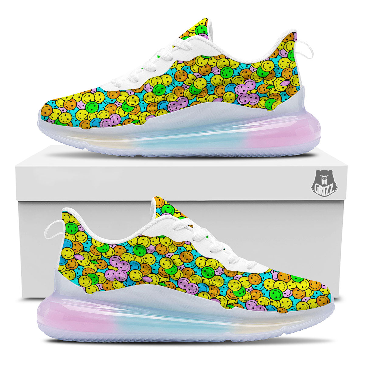 Emoji Colorful Print Pattern Running Sneakers-grizzshop