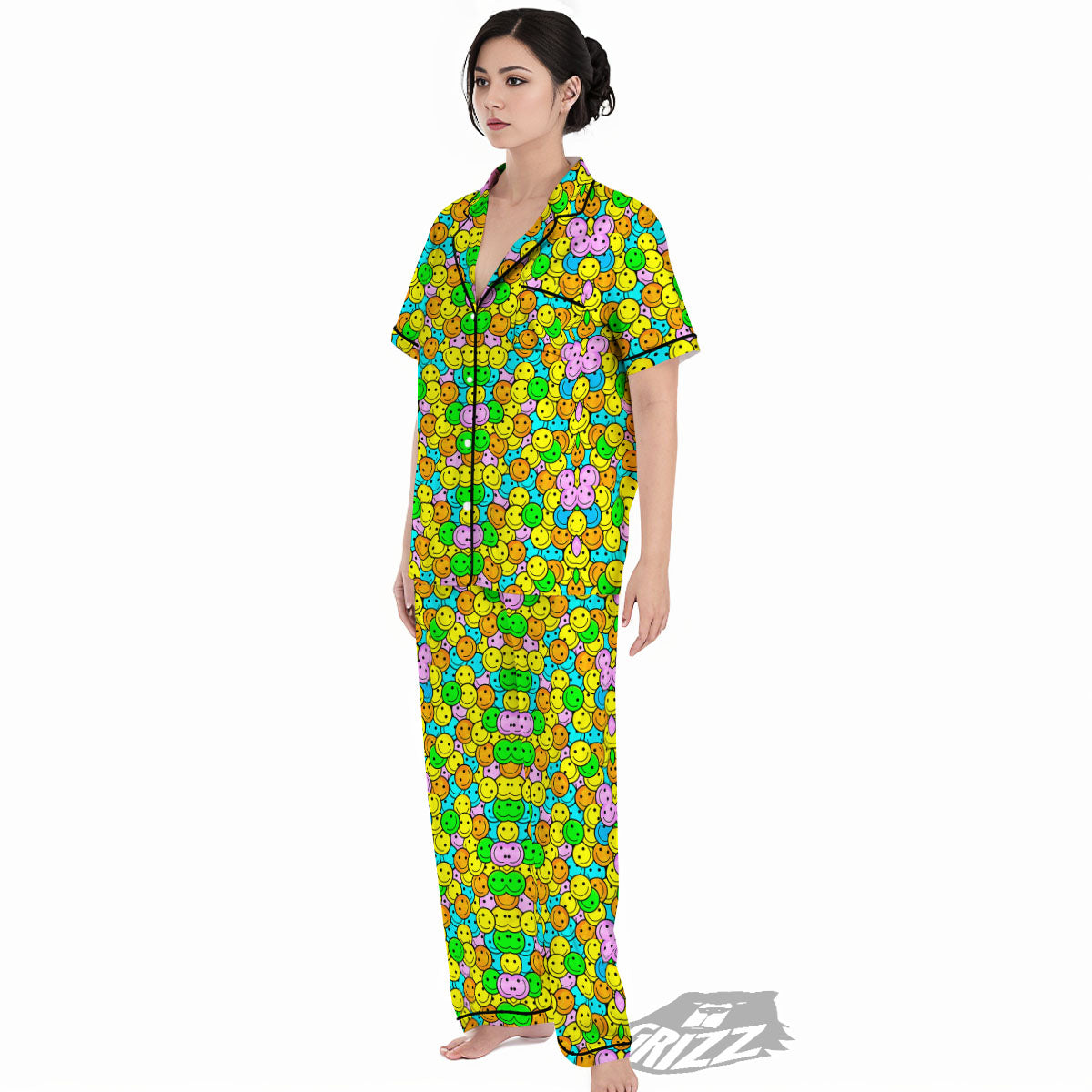 Emoji Colorful Print Pattern Women's Pajamas Set-grizzshop
