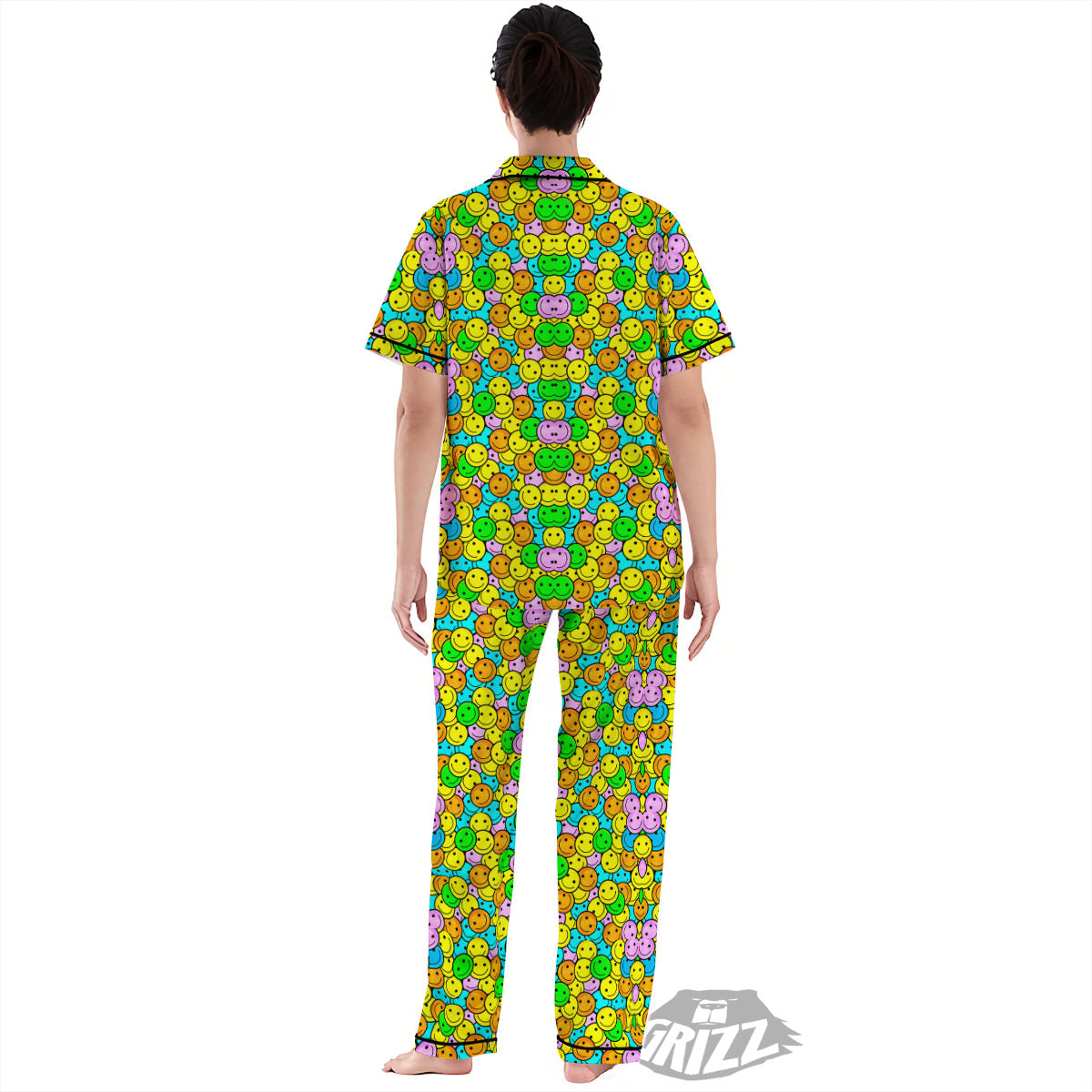 Emoji Colorful Print Pattern Women's Pajamas Set-grizzshop