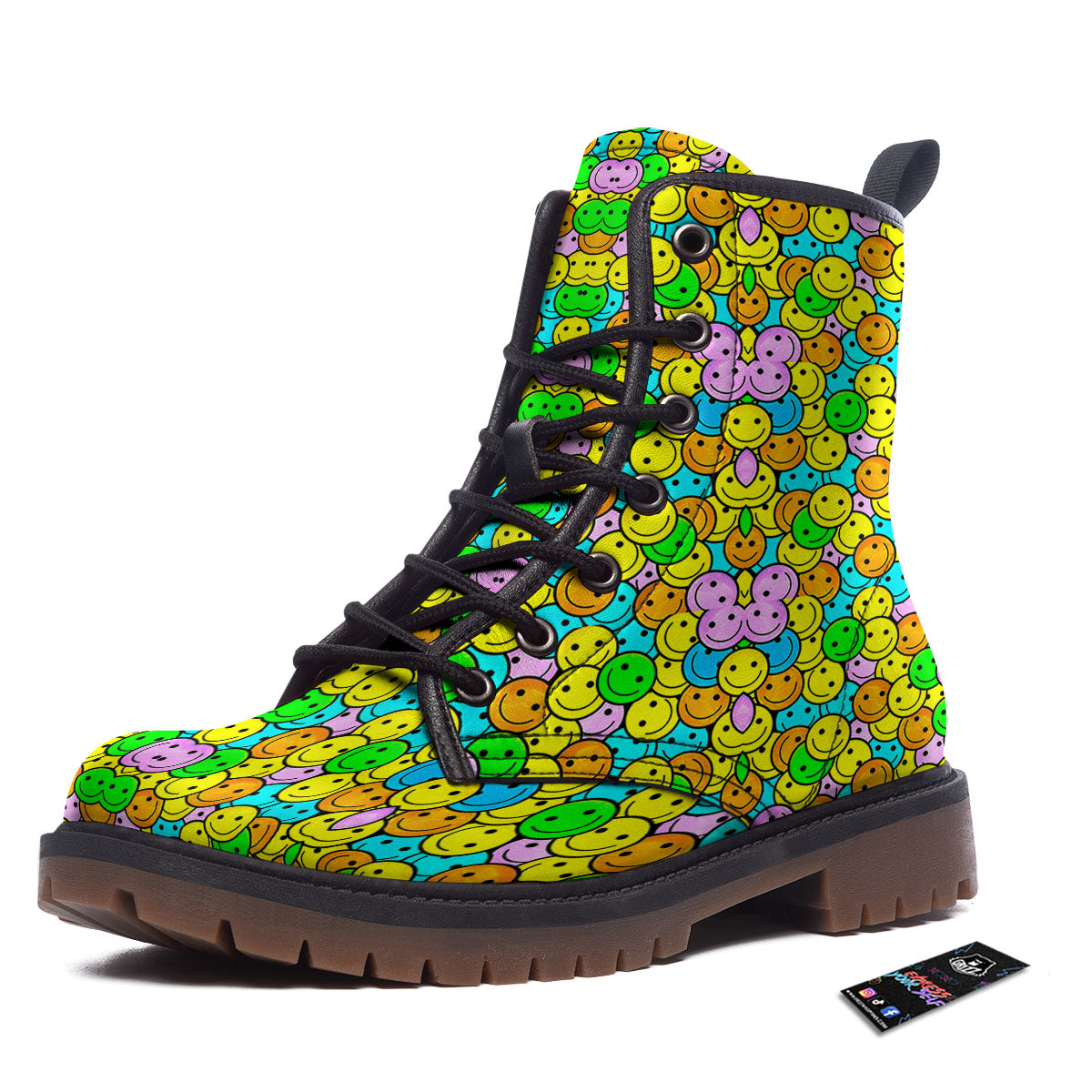 Emoji Colorful Print Pattern Work Boots-grizzshop