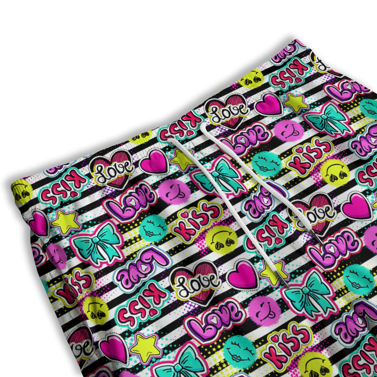 Emoji Comics Stripe Print Pattern Men's Athletic Shorts