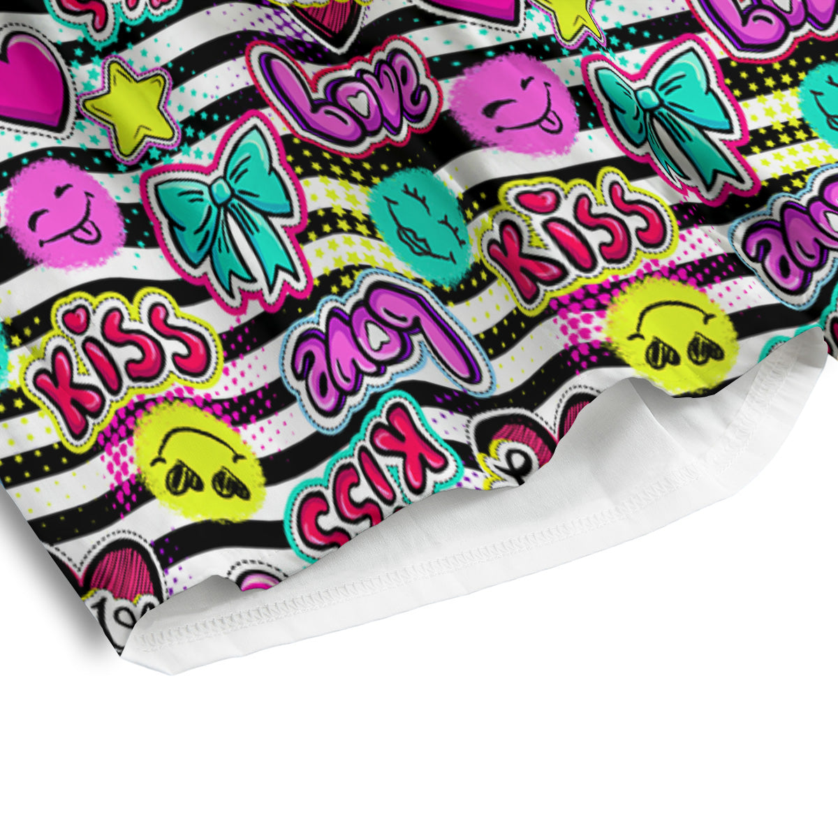 Emoji Comics Stripe Print Pattern Men's Athletic Shorts