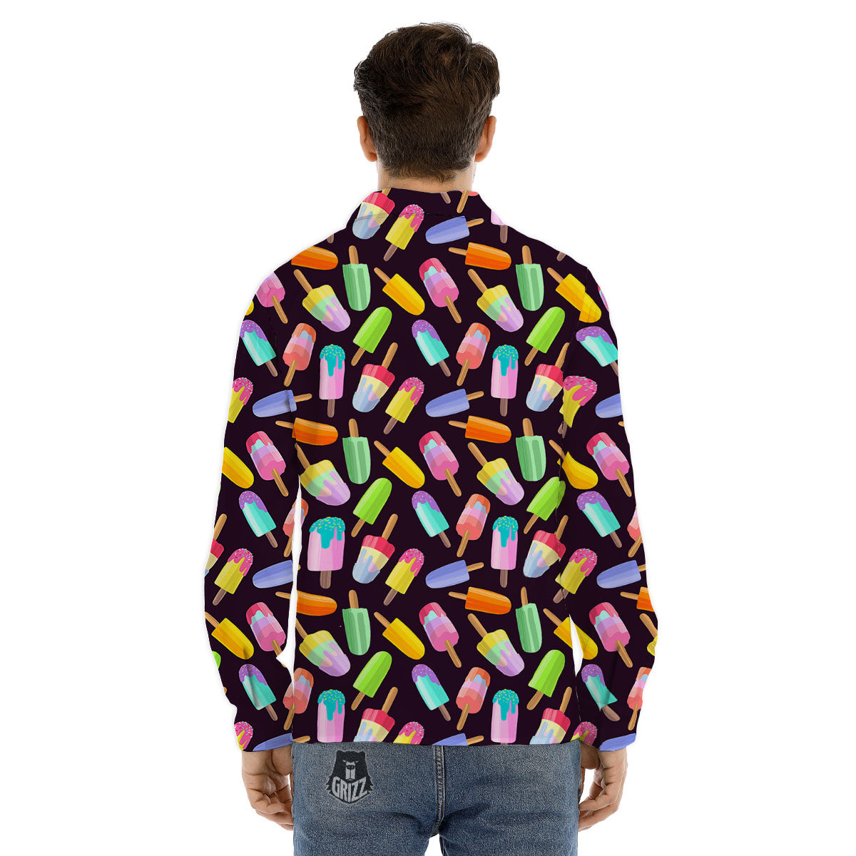 Emoji Comics Stripe Print Pattern Men's Dress Shirts-grizzshop