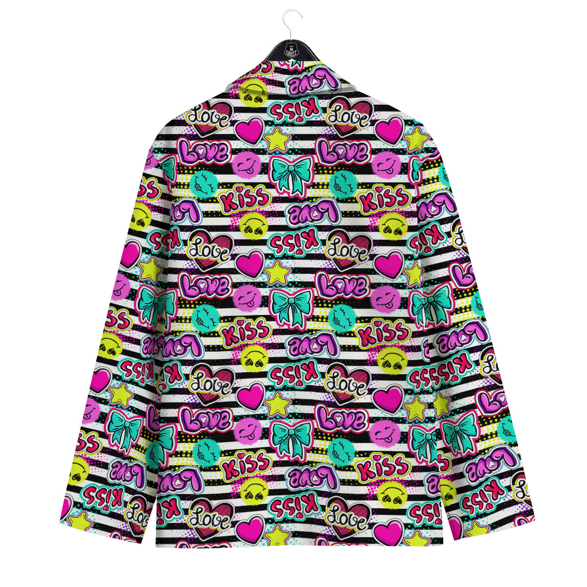 Emoji Comics Stripe Print Pattern Men's Sport Coat-grizzshop