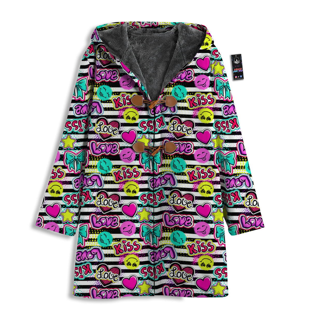 Emoji Comics Stripe Print Pattern Men's Windbreaker Jacket-grizzshop