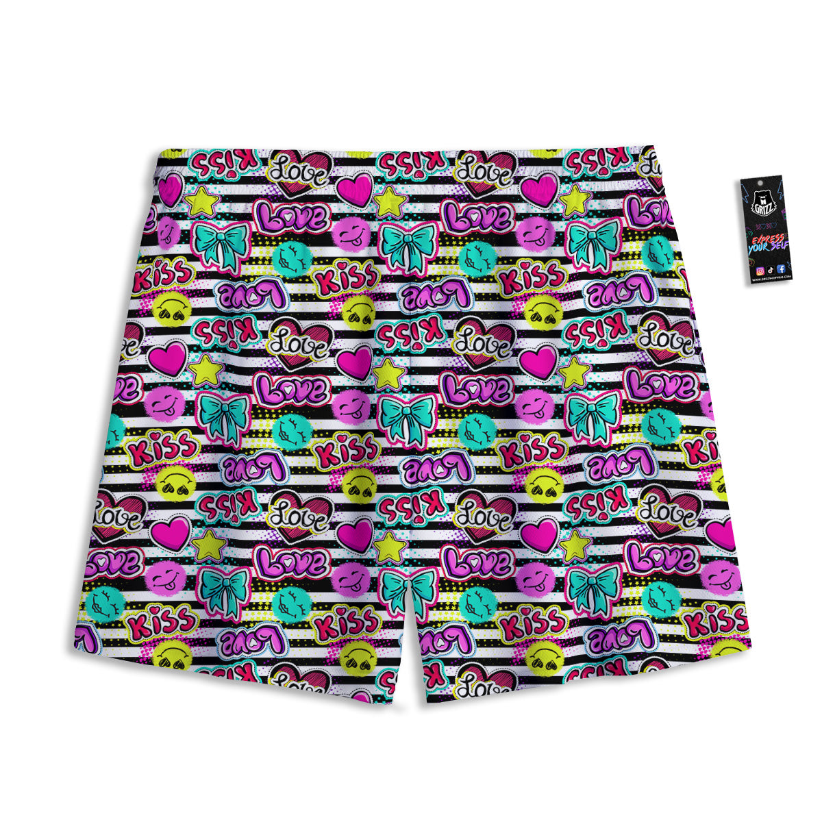 Hamburger Cute Print Pattern Mesh Shorts