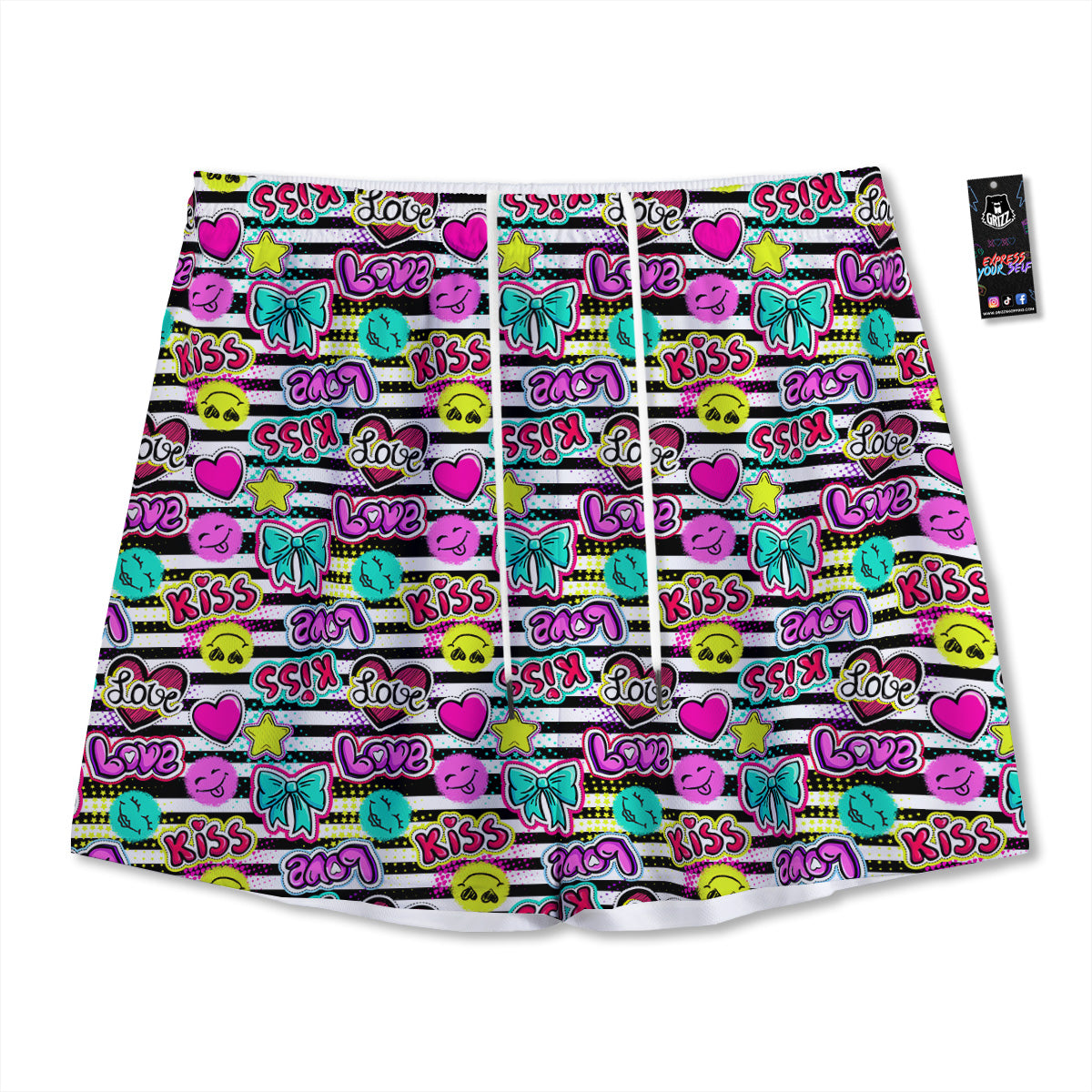 Hamburger Cute Print Pattern Mesh Shorts