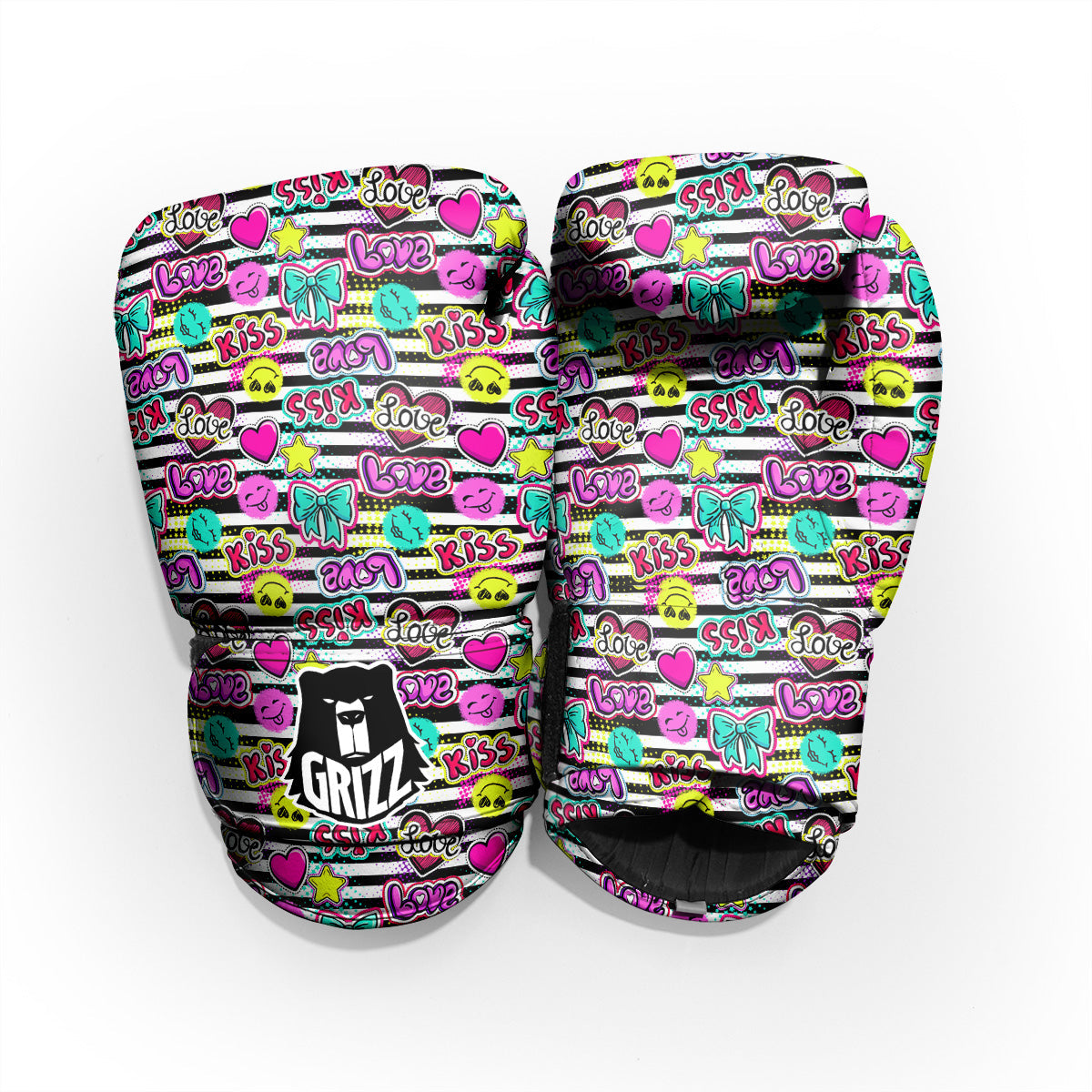 Emoji Comics Stripe Print Pattern Pro Boxing Glove