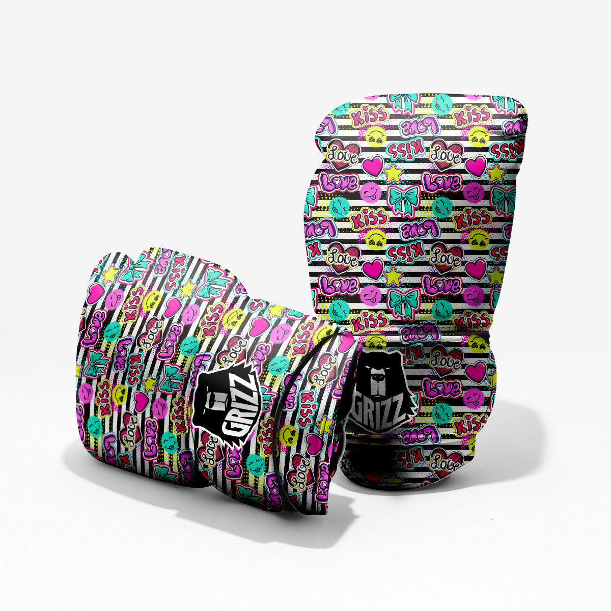 Emoji Comics Stripe Print Pattern Pro Boxing Glove
