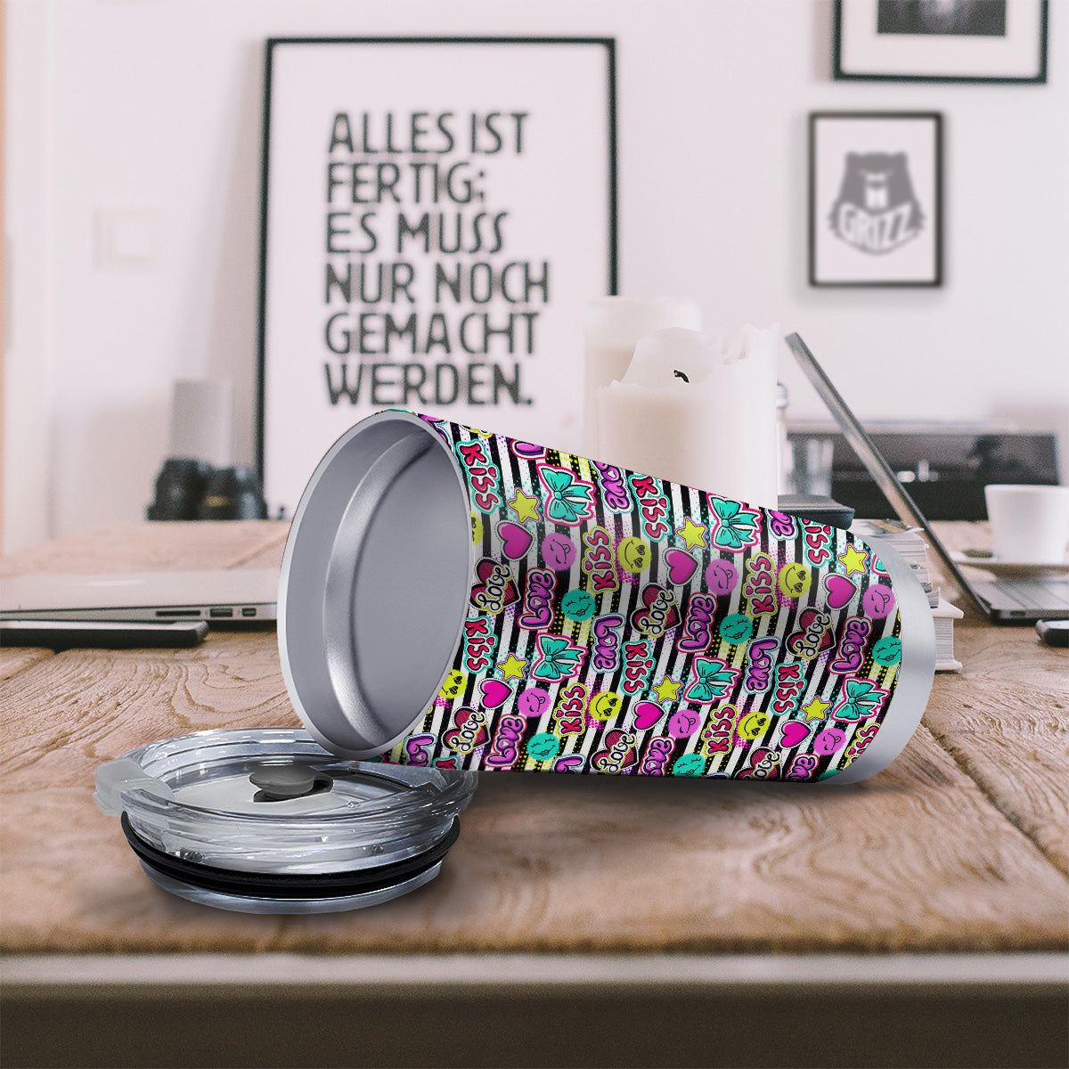 Emoji Comics Stripe Print Pattern Tumbler-grizzshop