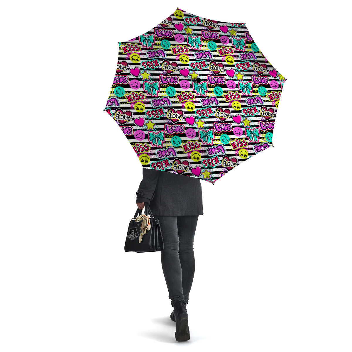 Emoji Comics Stripe Print Pattern Umbrella-grizzshop