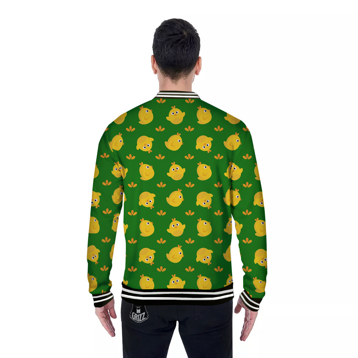 Emoji Cute Chicken Print Pattern Baseball Jacket-grizzshop