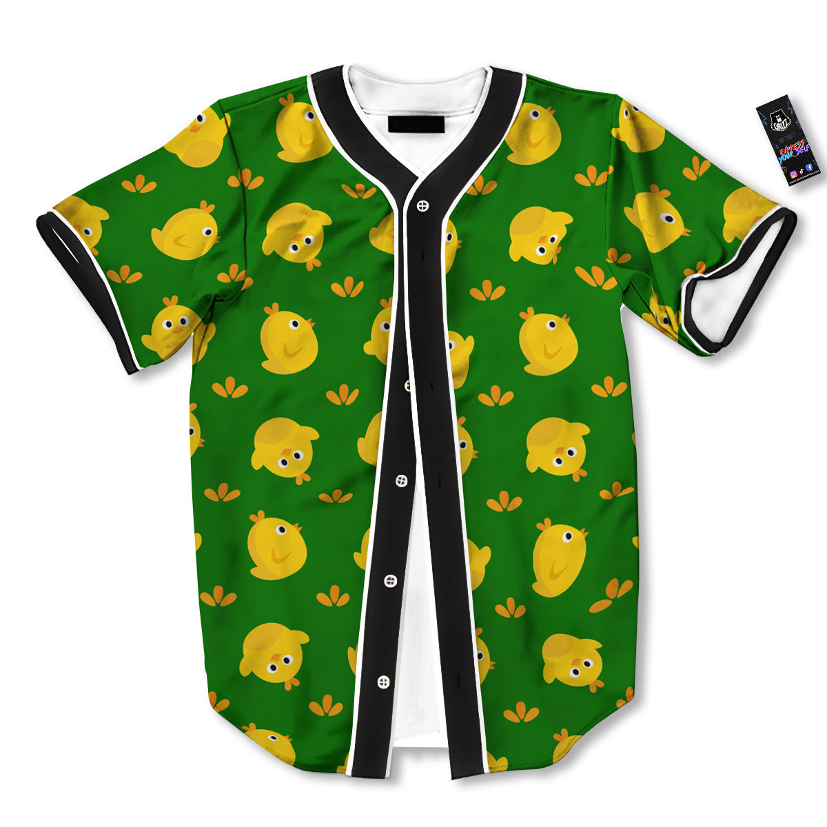 Emoji Cute Chicken Print Pattern Baseball Jersey-grizzshop