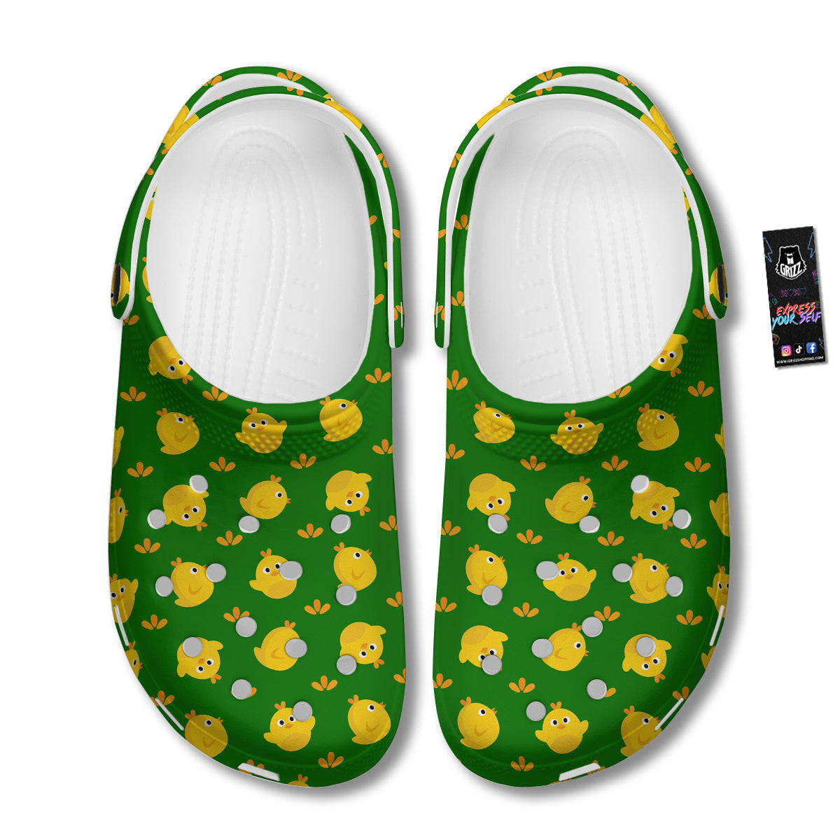 Emoji Cute Chicken Print Pattern Clog-grizzshop
