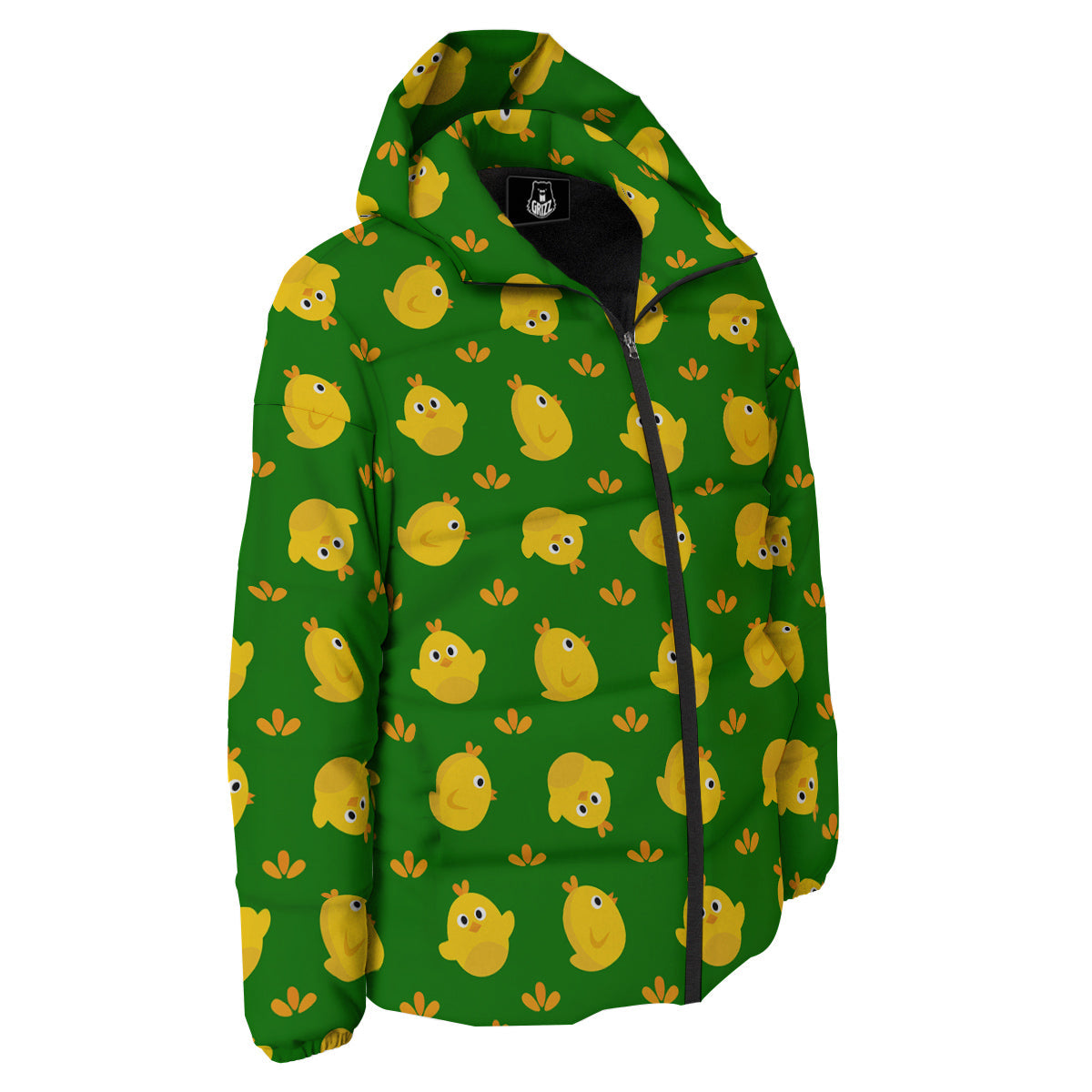 Emoji Cute Chicken Print Pattern Down Jacket-grizzshop