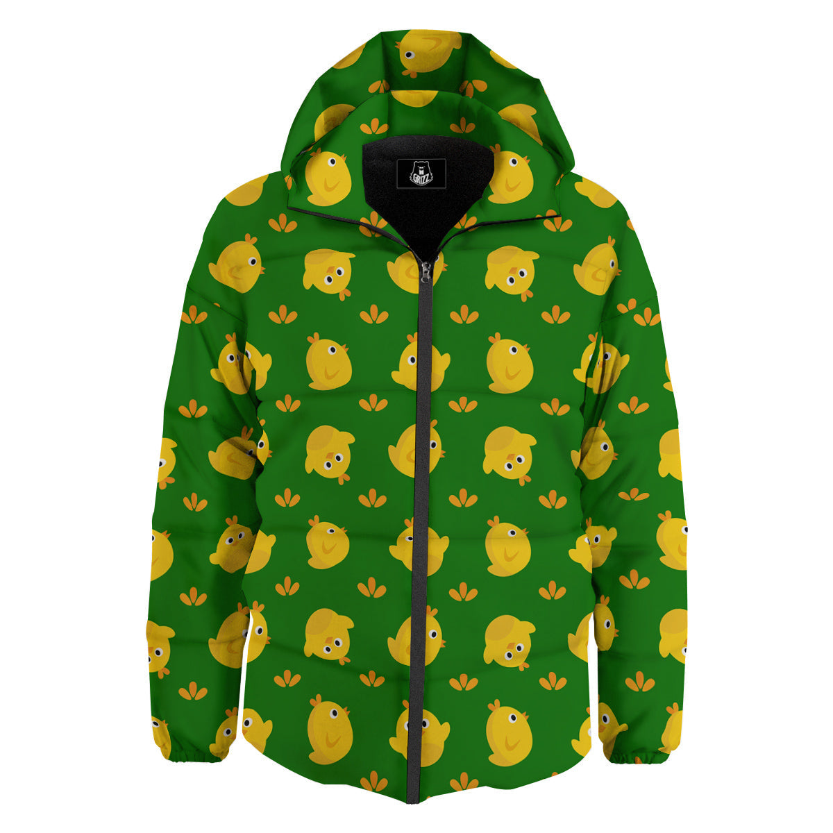 Emoji Cute Chicken Print Pattern Down Jacket-grizzshop