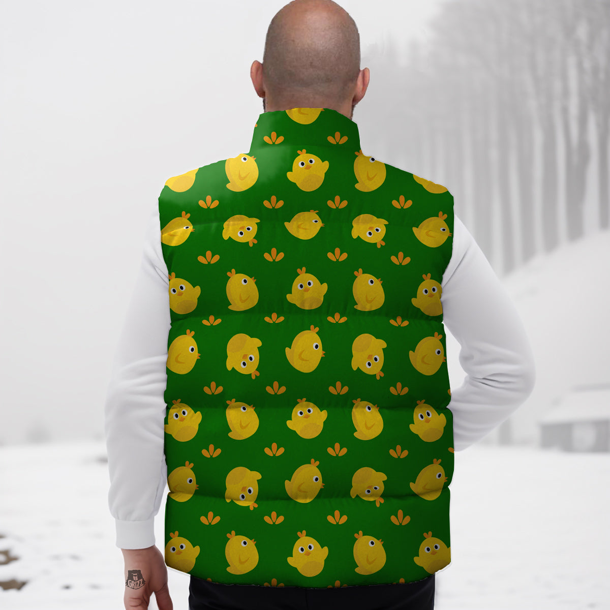 Emoji Cute Chicken Print Pattern Down Vest
