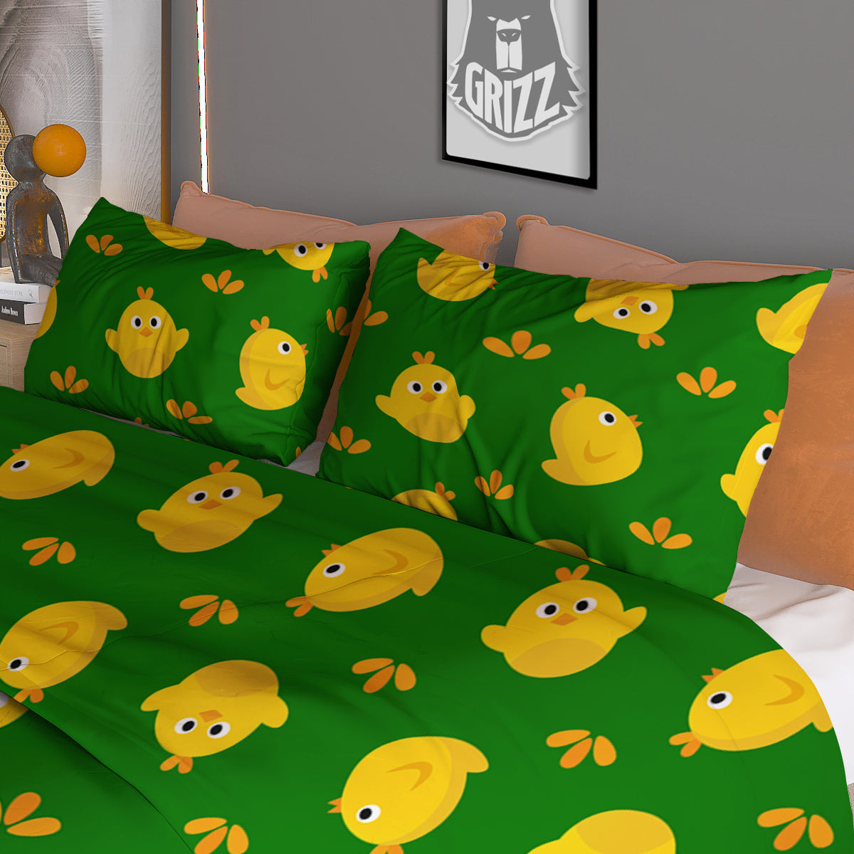 Emoji Cute Chicken Print Pattern Duvet Cover Bedding Set