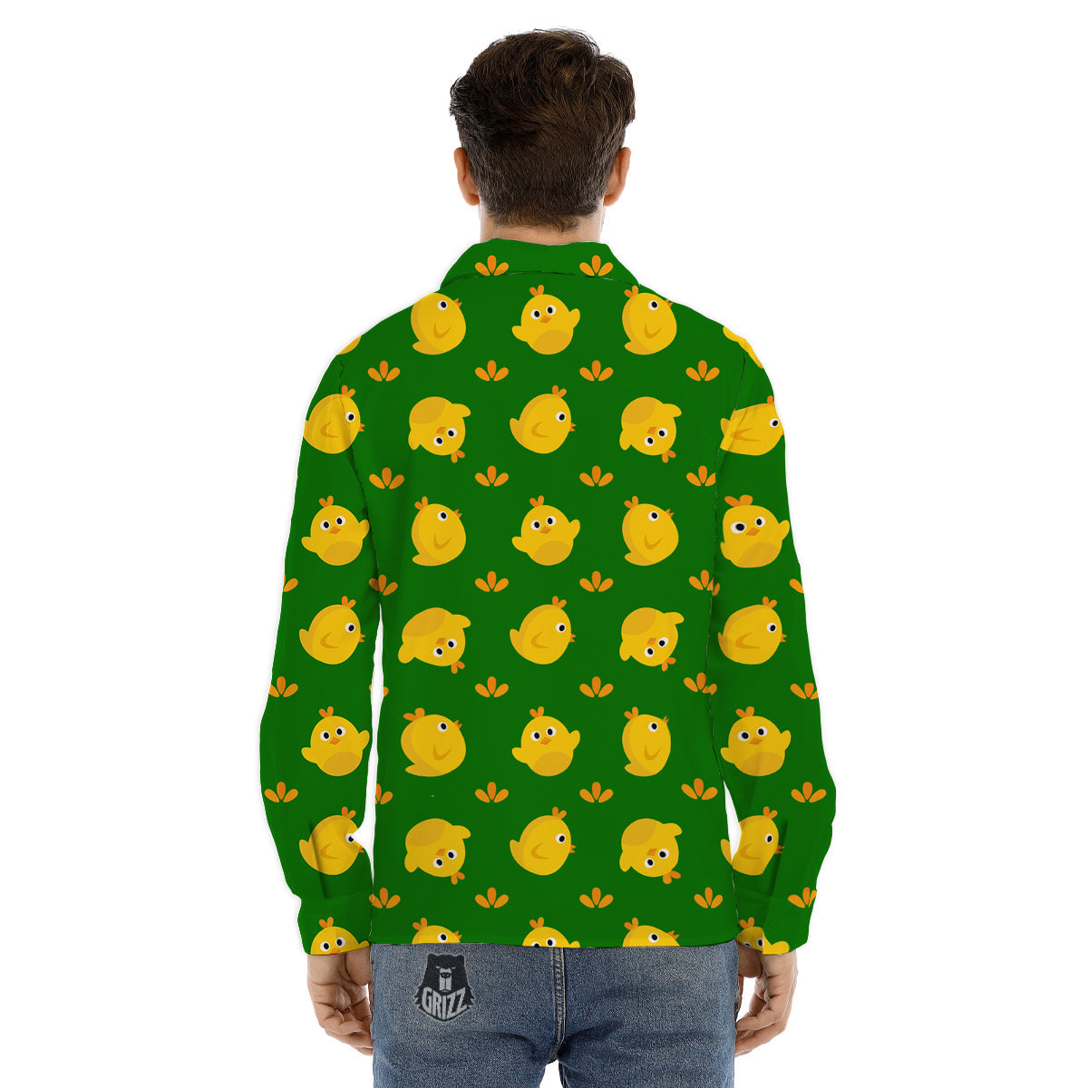 Emoji Cute Chicken Print Pattern Men's Dress Shirts-grizzshop