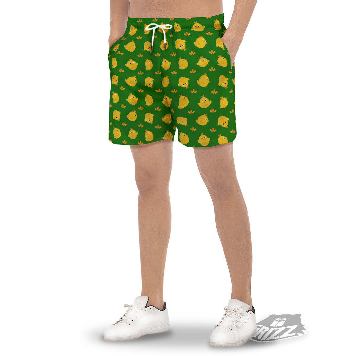 Emoji Cute Chicken Print Pattern Men's Gym Shorts-grizzshop