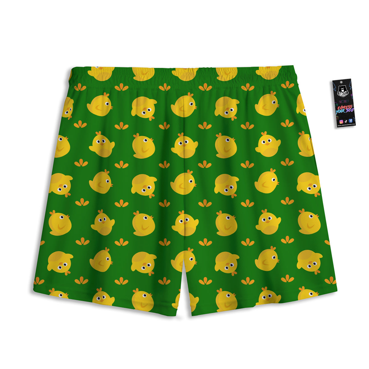 Emoji Cute Chicken Print Pattern Mesh Shorts