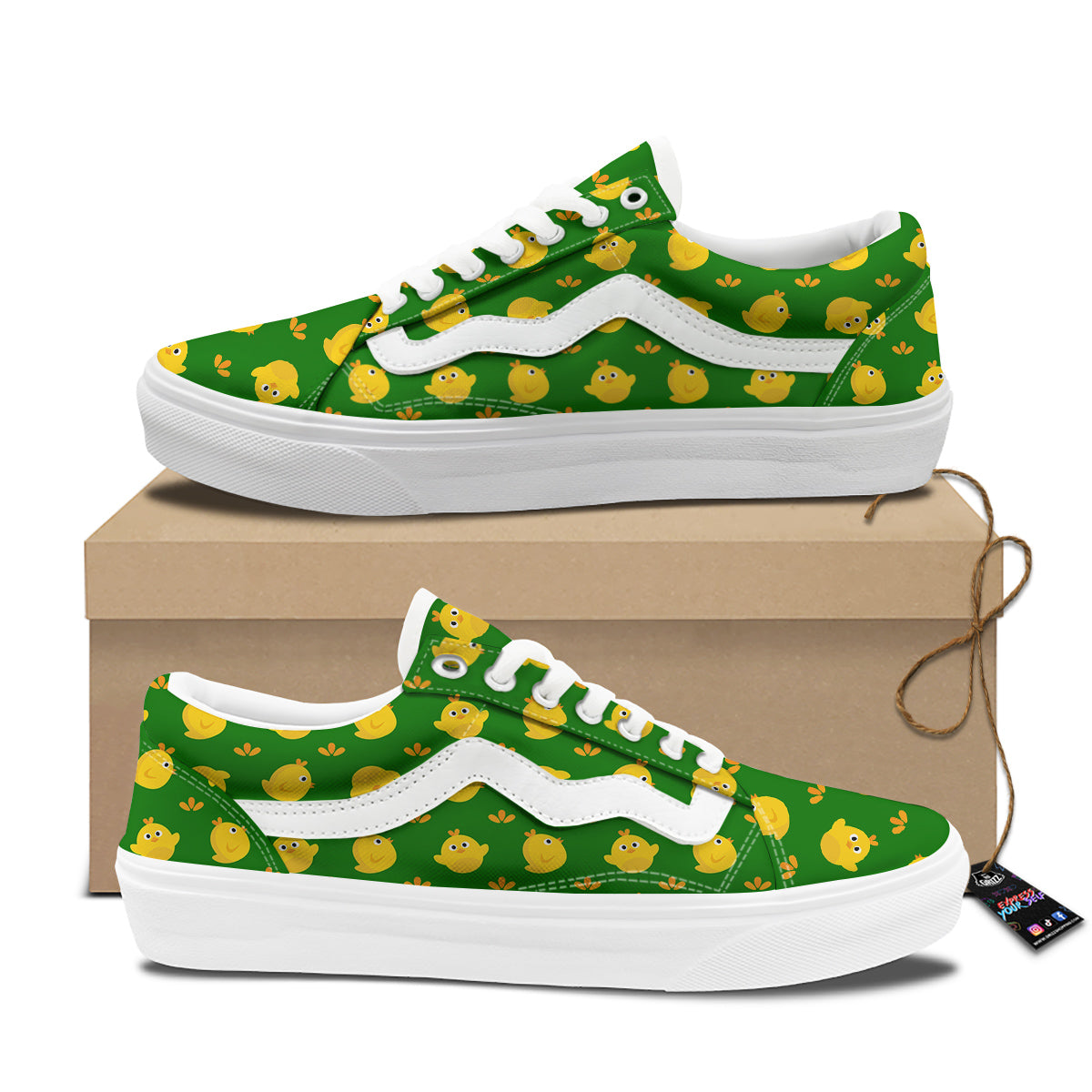Emoji Cute Chicken Print Pattern Skate Shoes-grizzshop