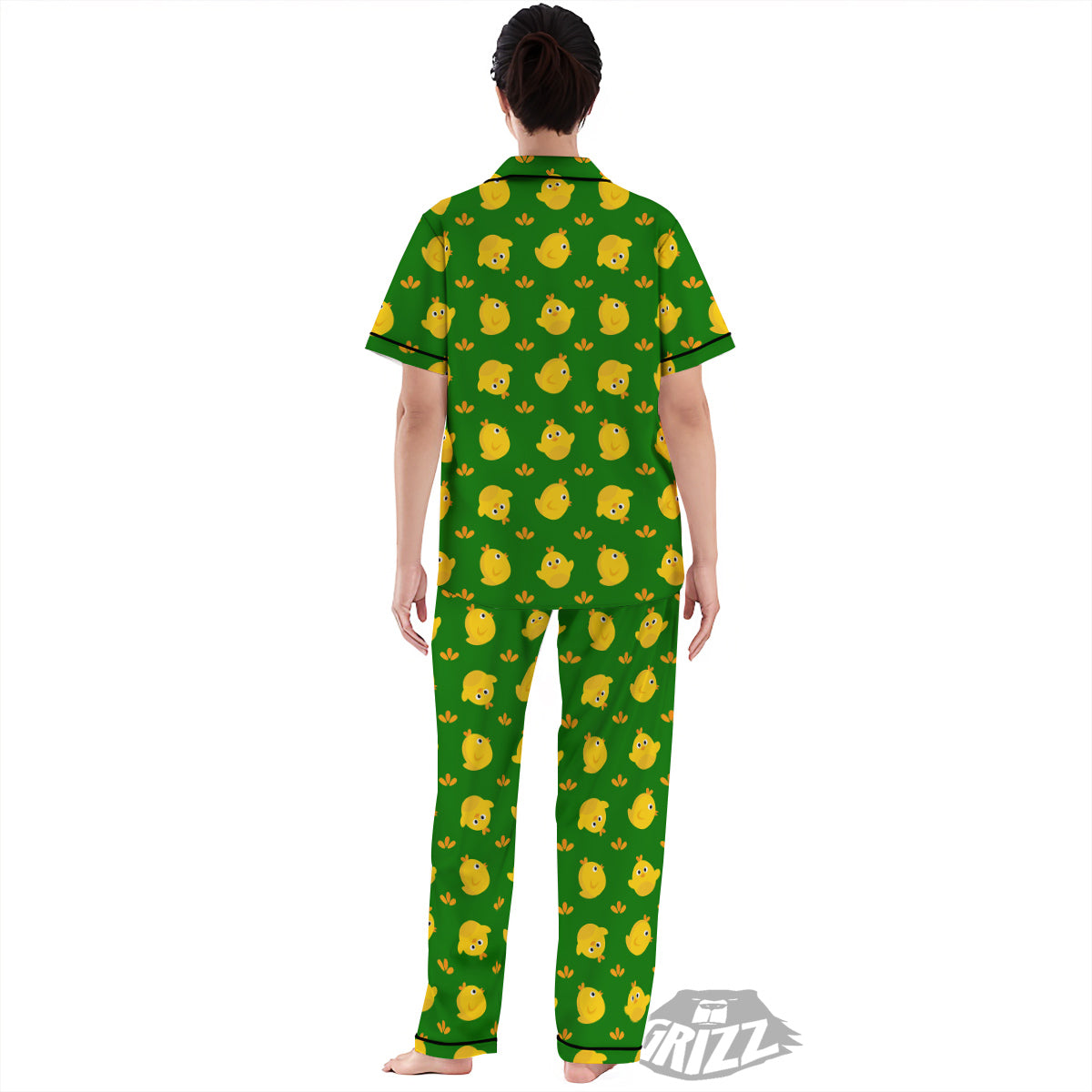 Emoji Cute Chicken Print Pattern Women's Pajamas Set-grizzshop