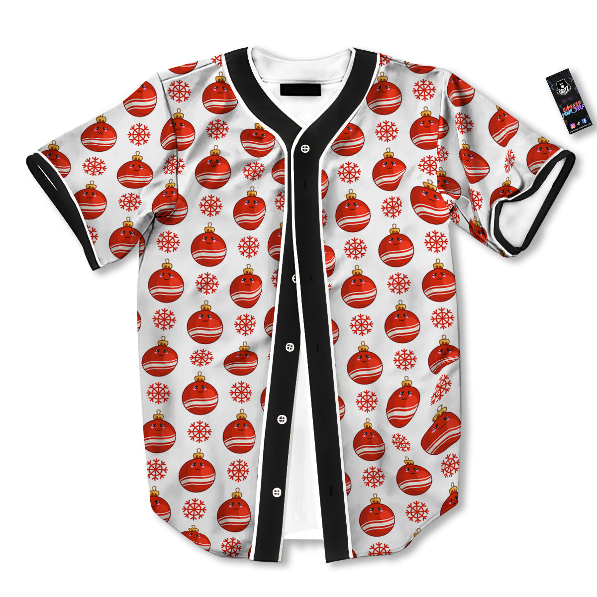 Emoji Cute Christmas Print Pattern Baseball Jersey-grizzshop