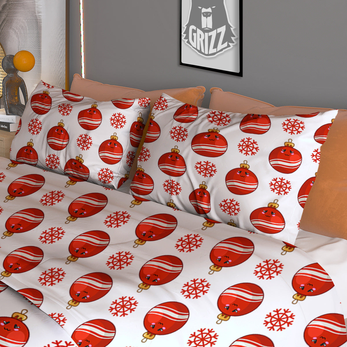 Emoji Cute Christmas Print Pattern Duvet Cover Bedding Set