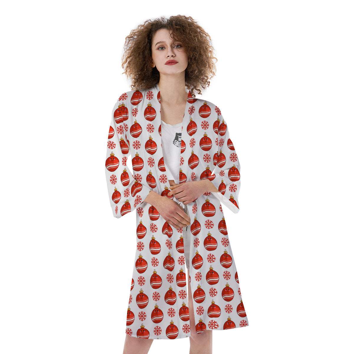Emoji Cute Christmas Print Pattern Kimono-grizzshop