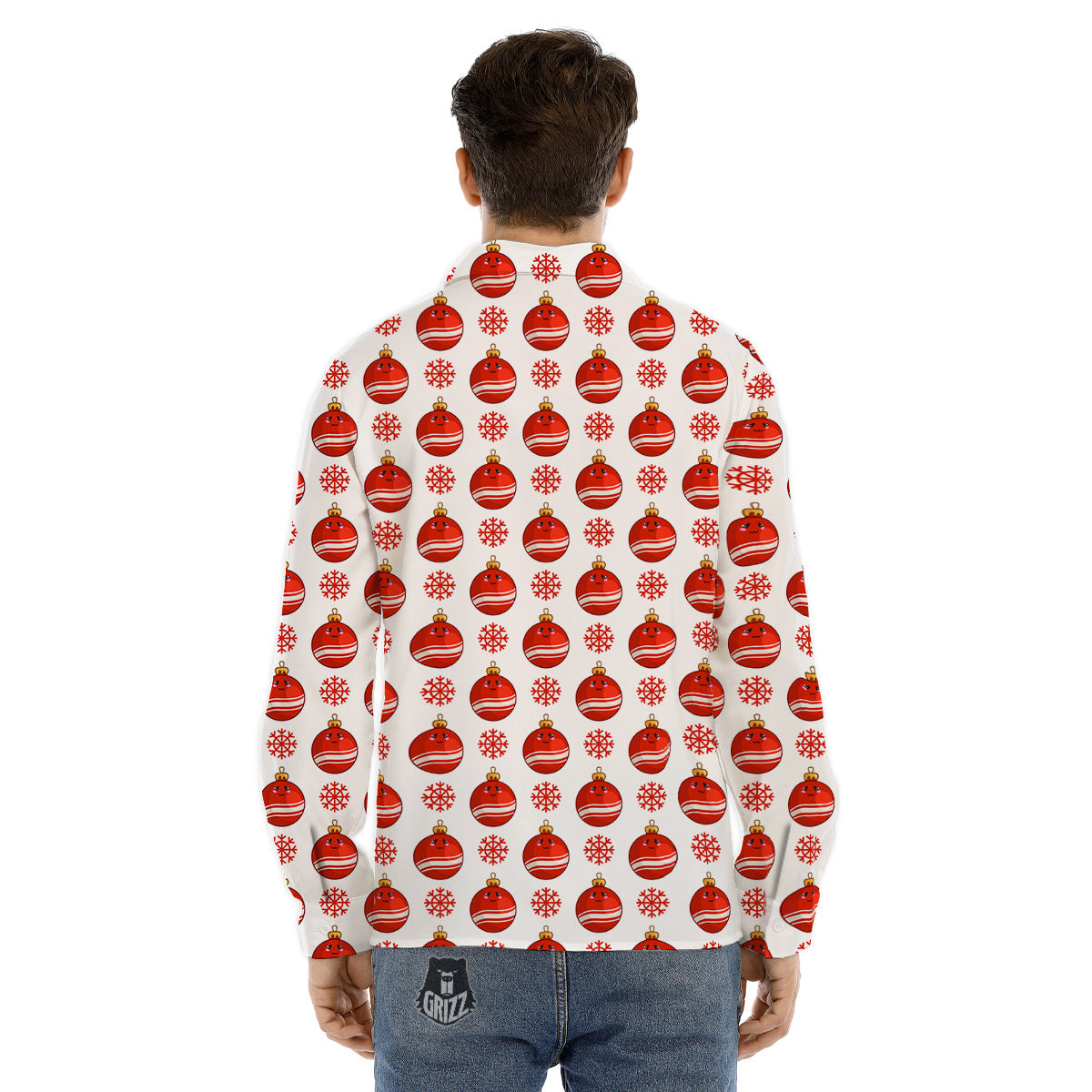 Emoji Cute Christmas Print Pattern Men's Dress Shirts-grizzshop
