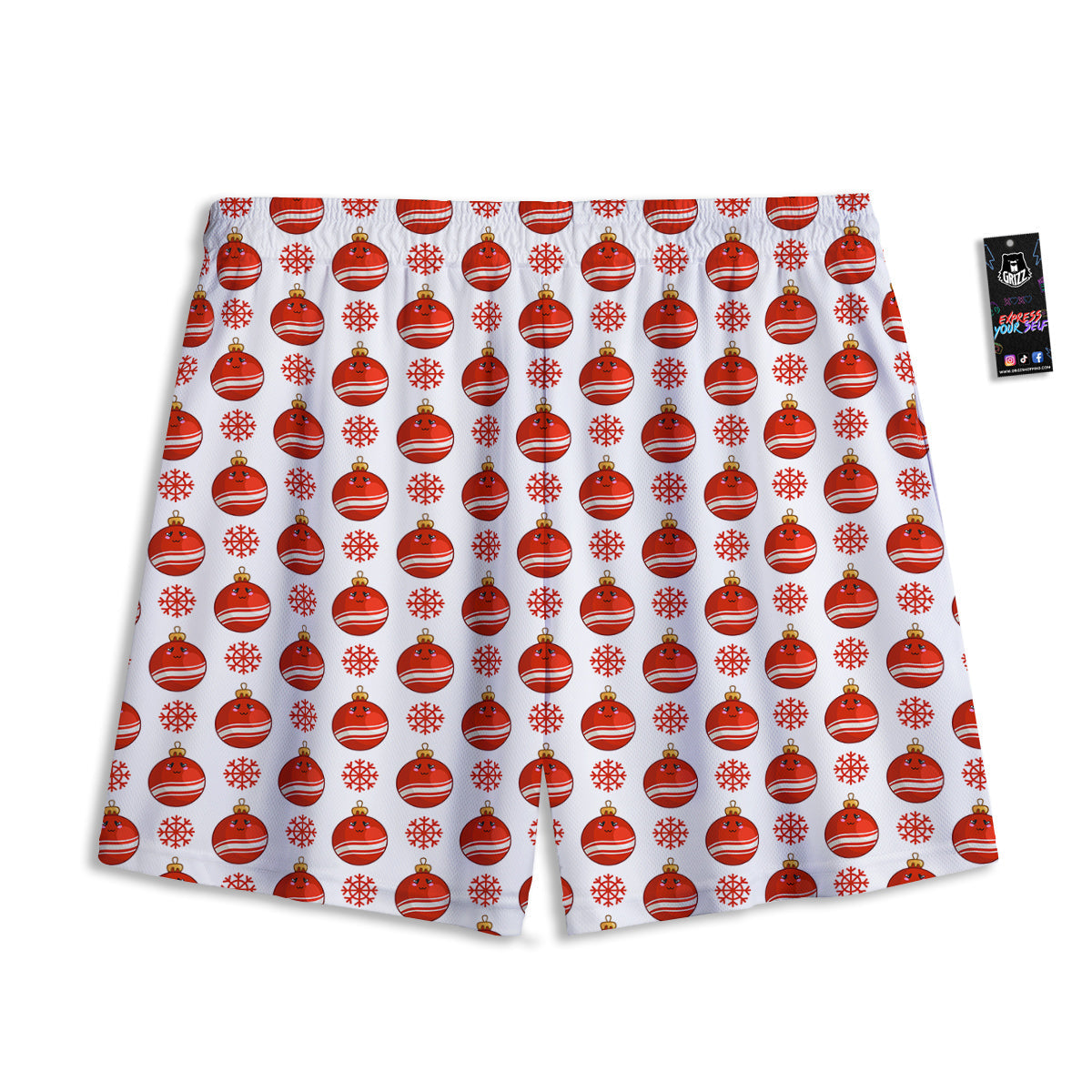Emoji Cute Christmas Print Pattern Mesh Shorts
