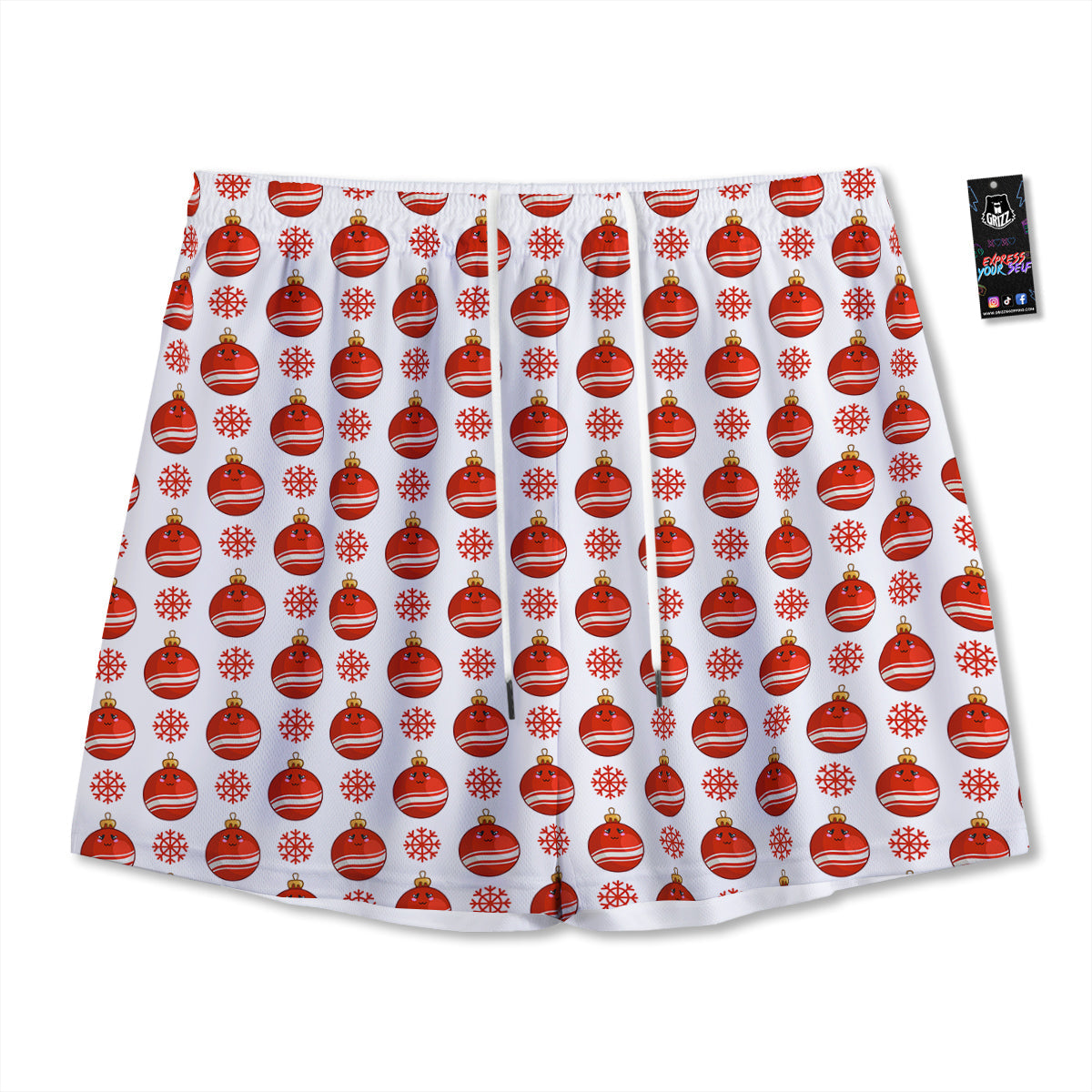 Emoji Cute Christmas Print Pattern Mesh Shorts