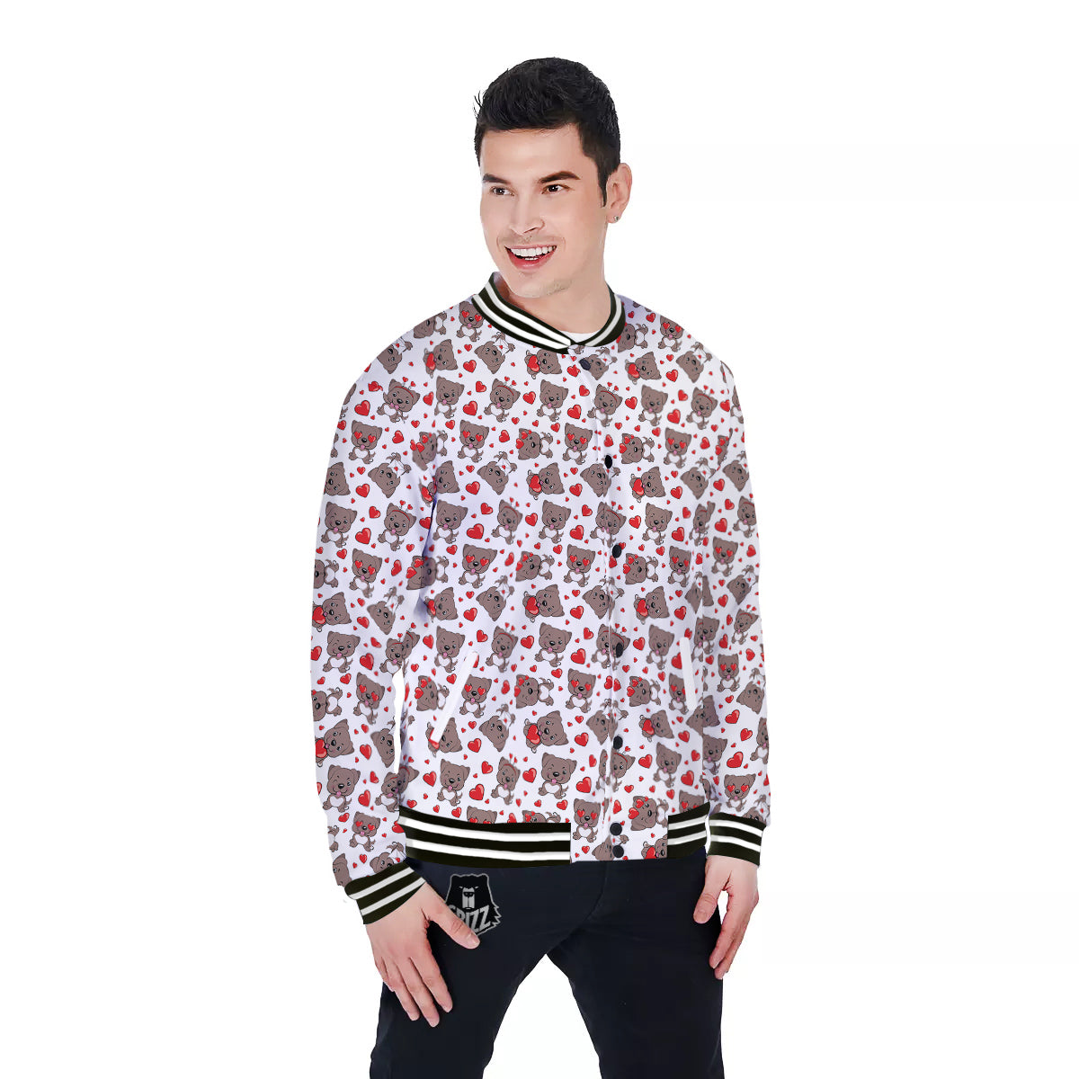 Emoji Cute Dog Print Pattern Baseball Jacket-grizzshop