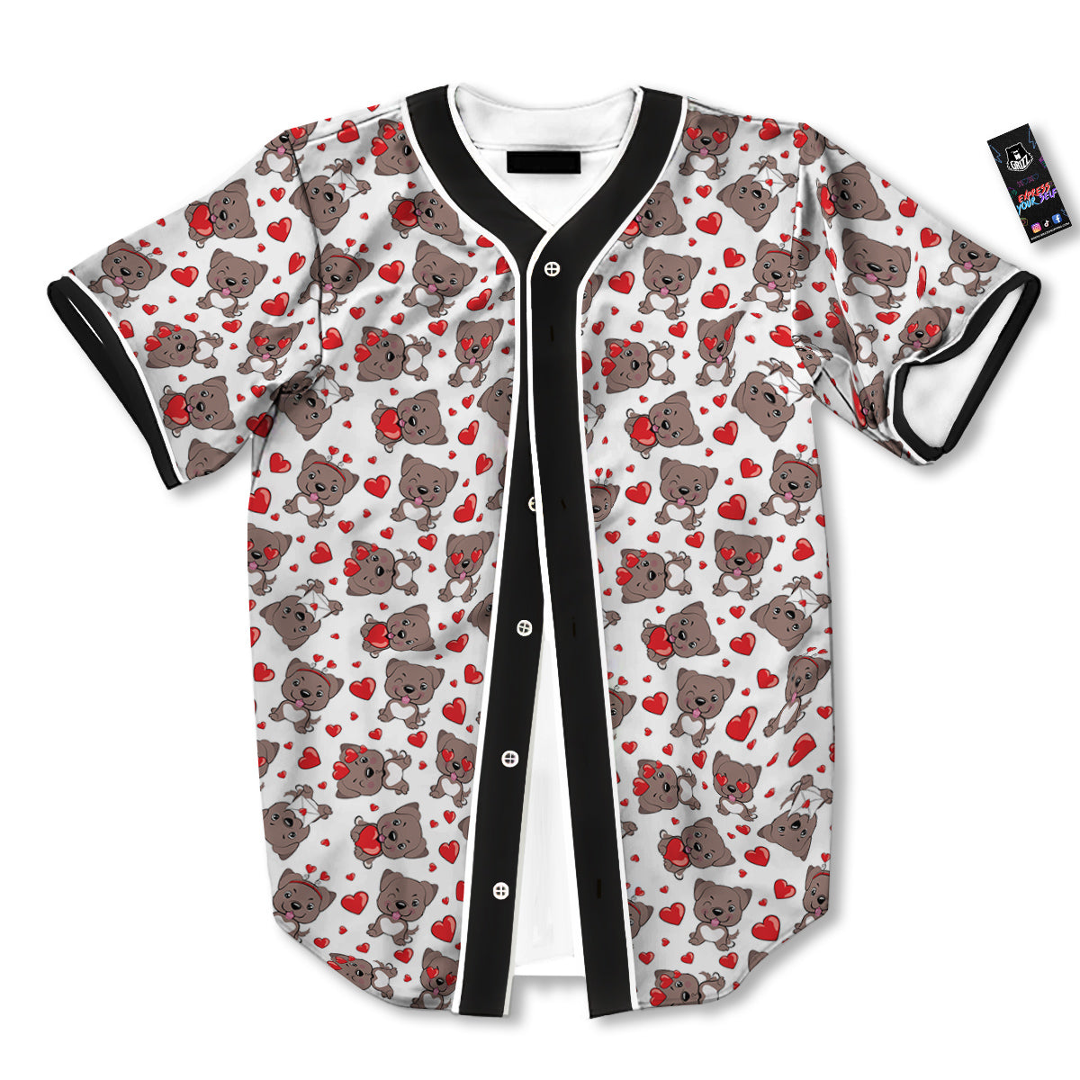 Emoji Cute Dog Print Pattern Baseball Jersey-grizzshop