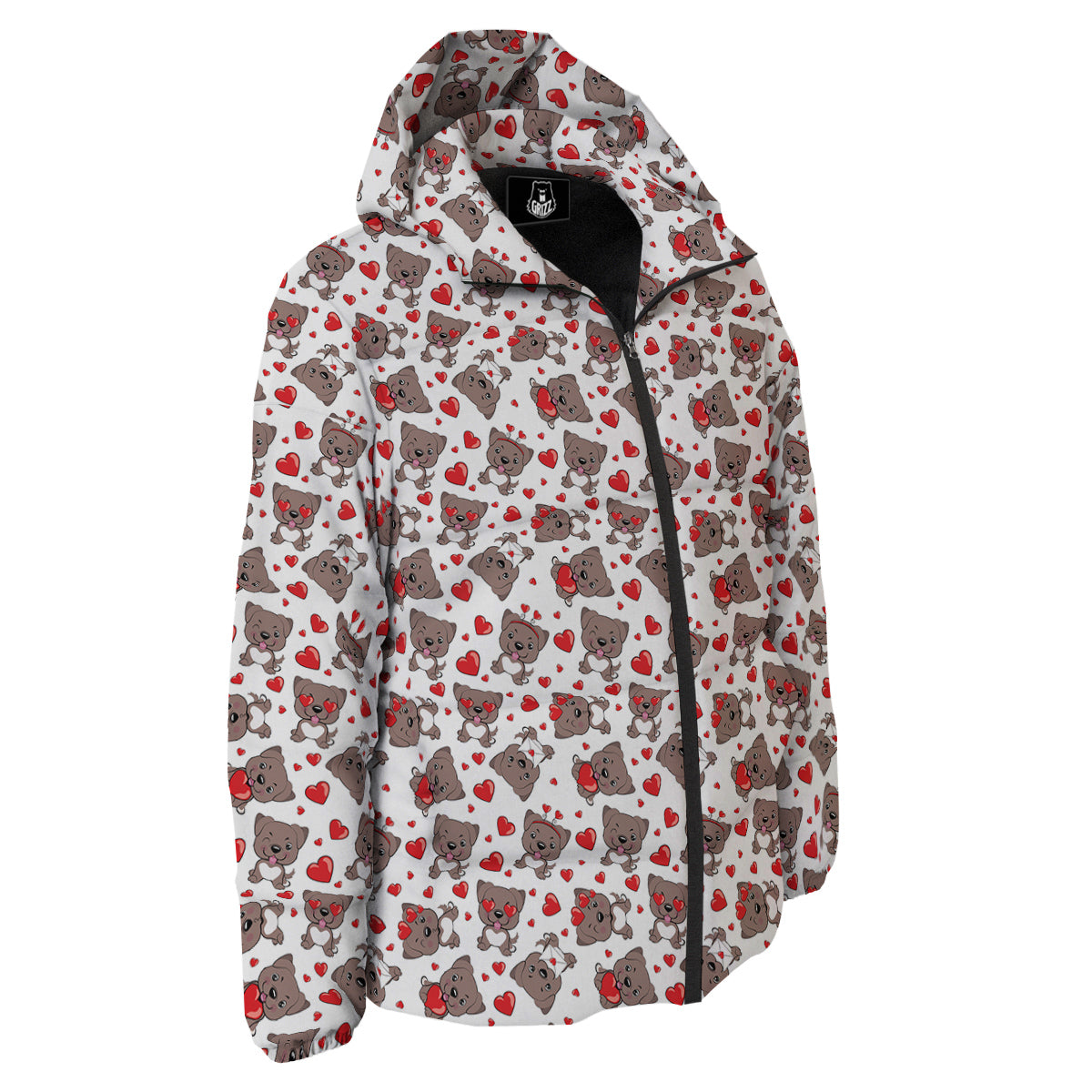 Emoji Cute Dog Print Pattern Down Jacket-grizzshop