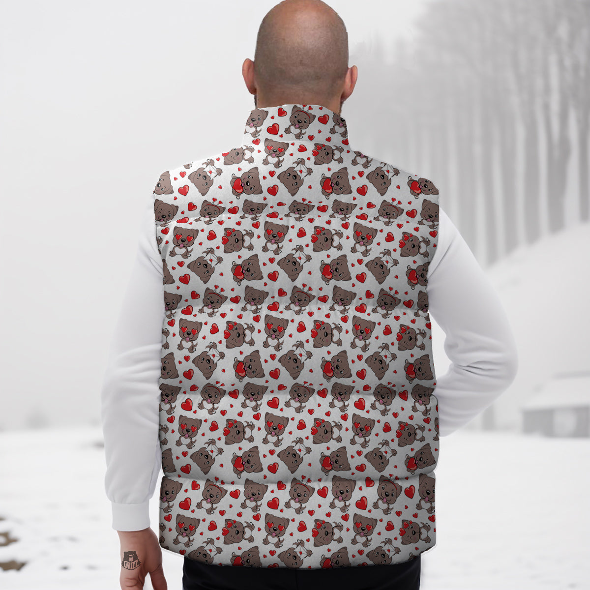 Emoji Cute Dog Print Pattern Down Vest