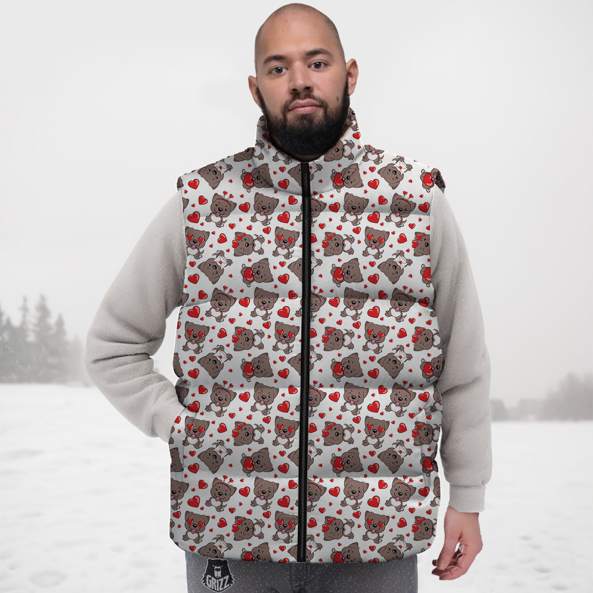 Emoji Cute Dog Print Pattern Down Vest