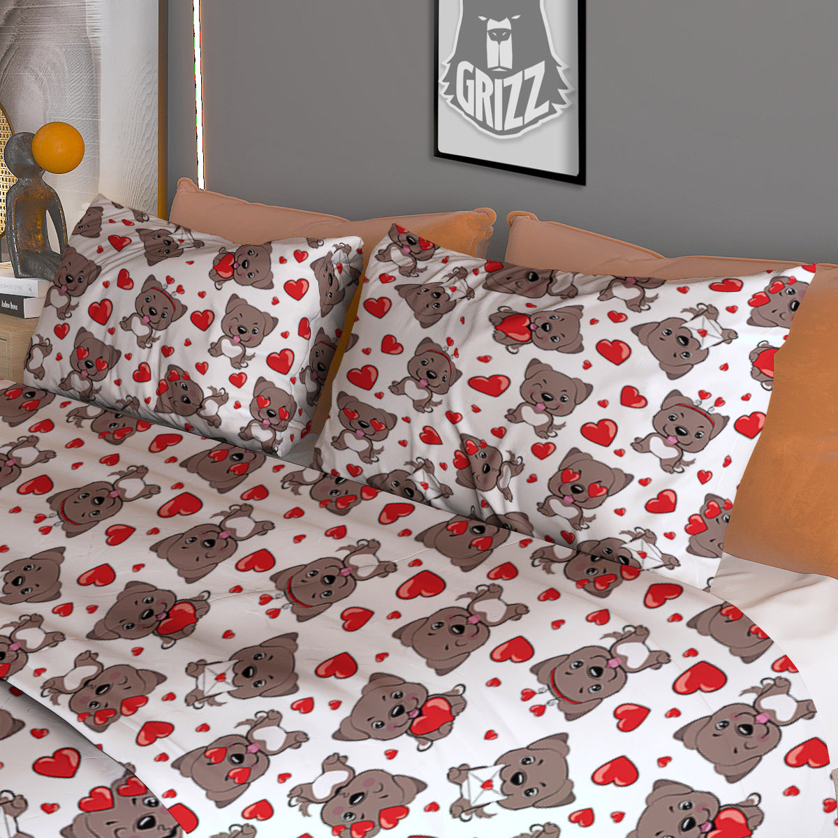 Emoji Cute Dog Print Pattern Duvet Cover Bedding Set
