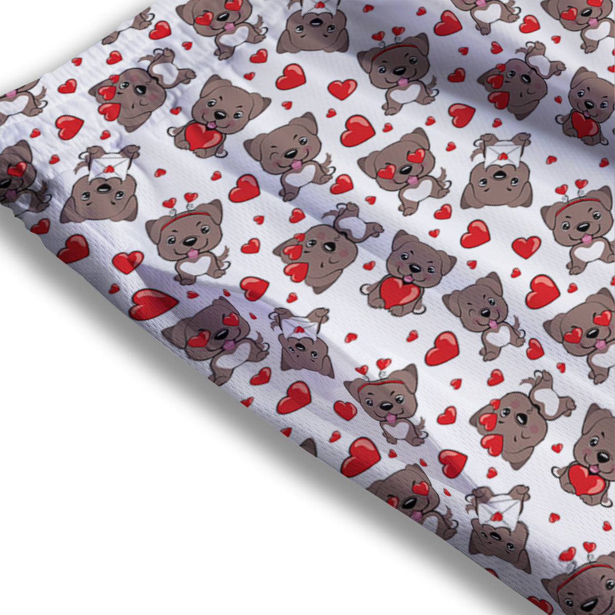 Emoji Cute Dog Print Pattern Mesh Shorts