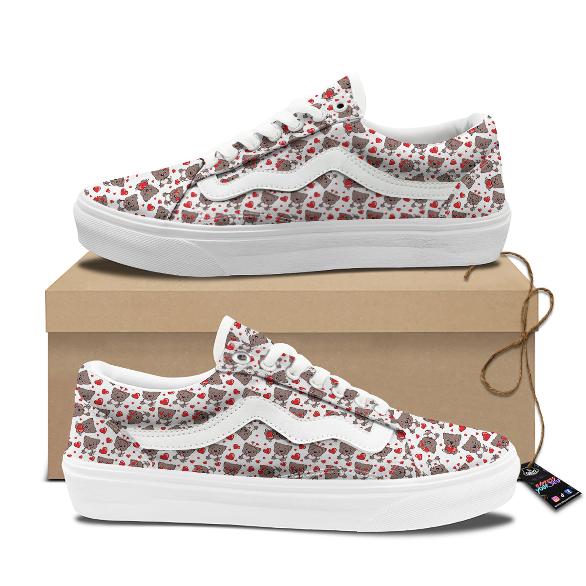 Emoji Cute Dog Print Pattern Skate Shoes-grizzshop